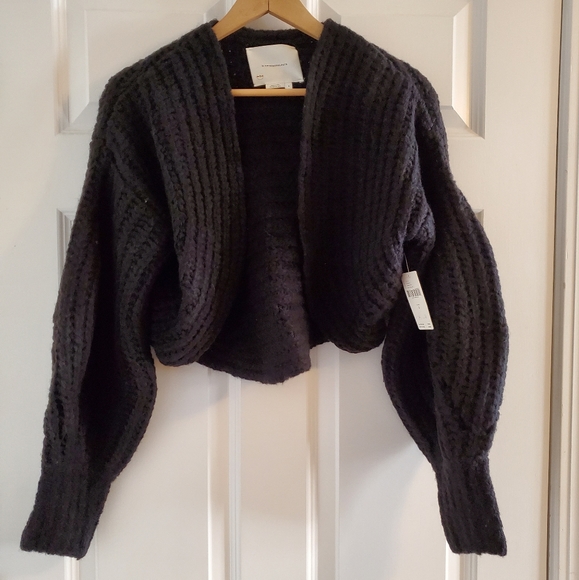 Anthropologie Rae black cropped knit shrug sweater - Picture 8 of 11